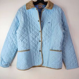 Piaffe Equestrian Design Blue Suede Piped Quilted Riding Jacket Ladies XL Button